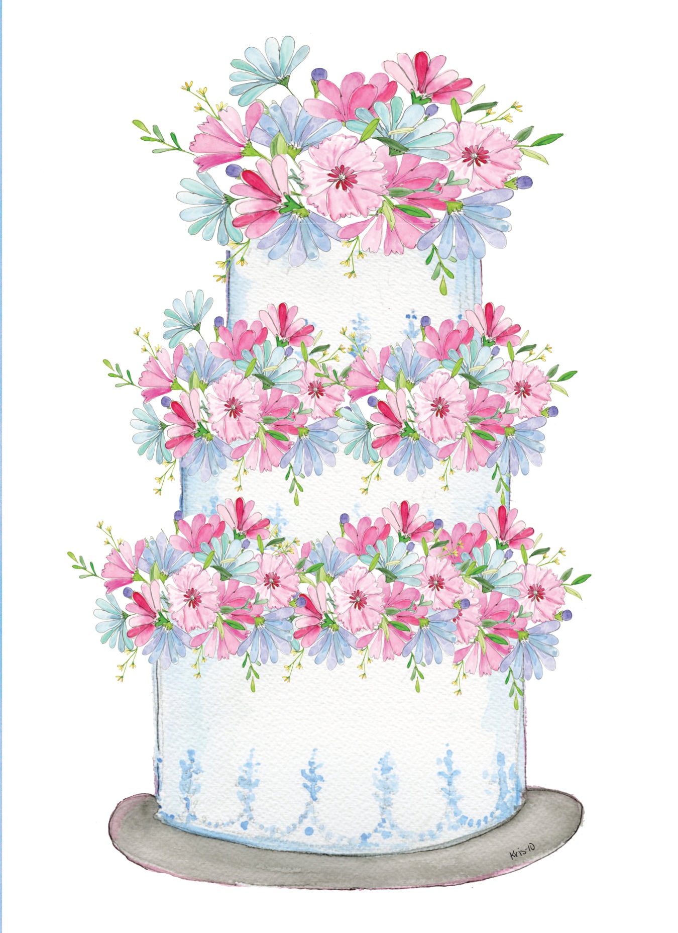 Blushing Floral Bridal Cake