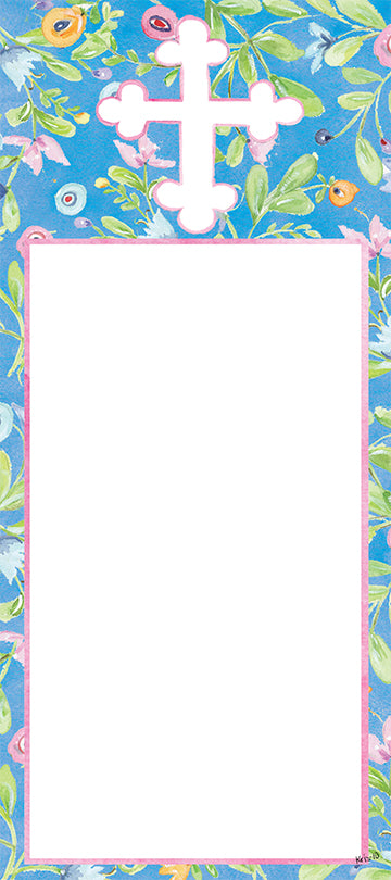 Blue Floral Cross Notepad