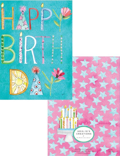 Birthday Letters with Stars (Teal)