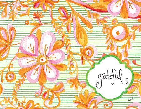Pink Floral on Green Boxed Notes
