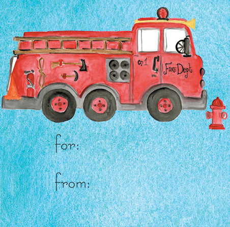 Red Fire Truck Gift Tags