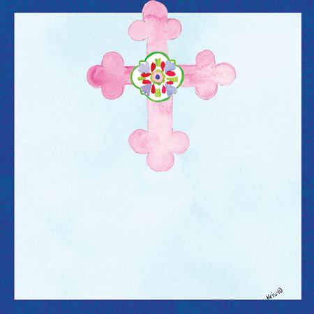 Pink Cross on Blue Gift Tags